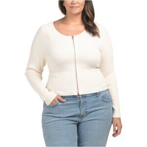 GOOD AMERICAN Plus Virgo Rib Zip Front Sweater